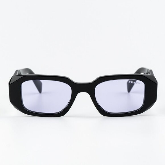 Prada PR17WS 16K40J BRAND NEW Sunglasses Black Violet Rectangle Unisex - Picture 1 of 9